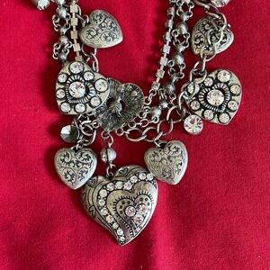 Jewelry. Multiple hearts with bling stones necklace.